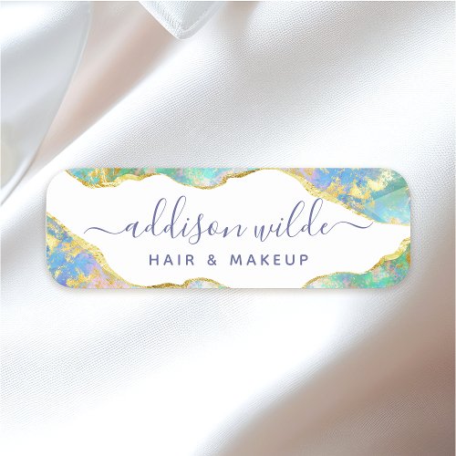 Chic Fire Opal Rainbow Gemstone Business Name Tag