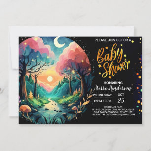 Chic Fireflies Whimsical Baby Shower Invitation
