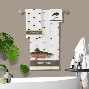 Fly Fishing Bass Born to Fish Embroidered Towels Choose Your Size of Set  and Towel Color Bath Sheet, Bath Towel, Hand Towel & Washcloth 