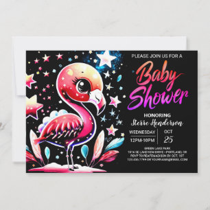 Chic Flamingo Editable Baby Shower Invitation