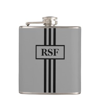Chic Flask _gray/black Stripes by GiftMePlease at Zazzle