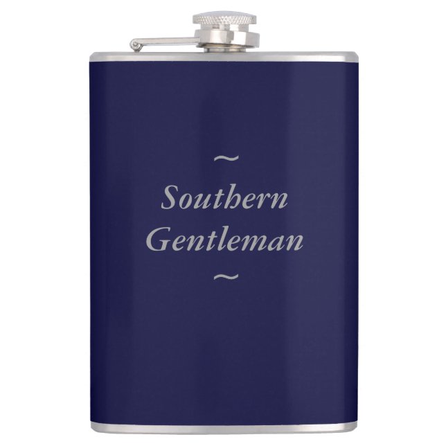 CHIC FLASK_"Southern Gentleman" GRAY ON NAVY Flask (Front)