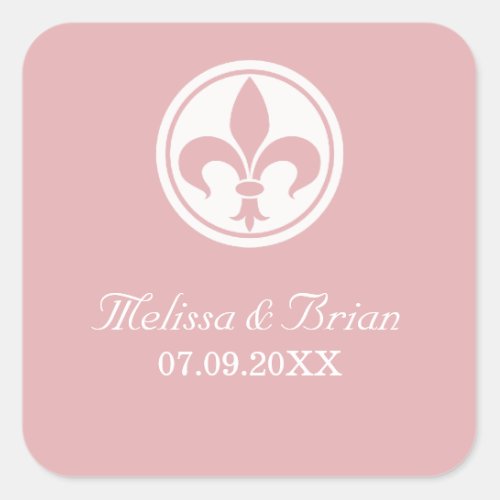 Chic Fleur De Lis Stickers Pink Square Sticker