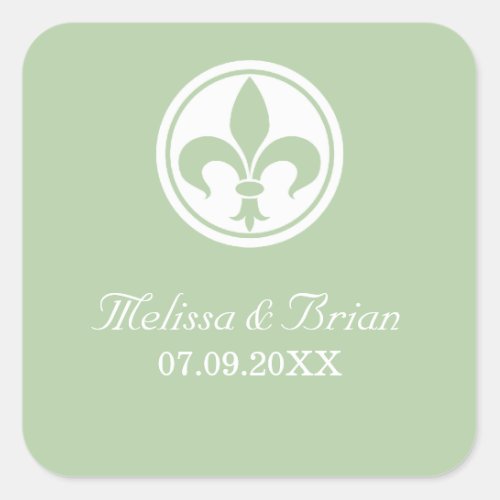 Chic Fleur De Lis Stickers Sage Square Sticker