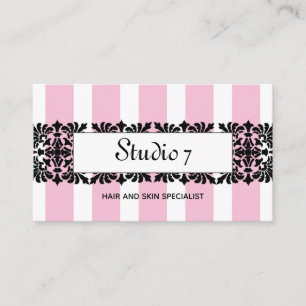 Chic Fleur de Lis & Stripes in Soft Pink Business Card