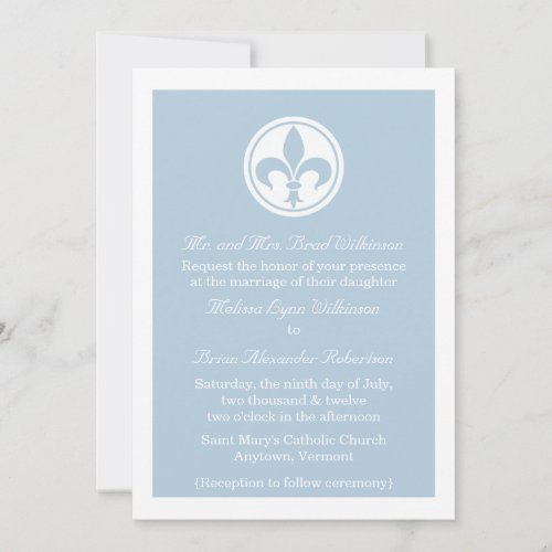 Chic Fleur De Lis Wedding Invite, Blue