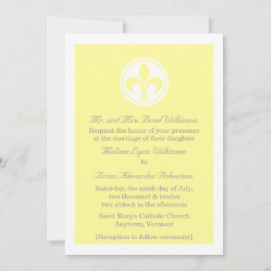 Chic Fleur De Lis Wedding Invite, Yellow Invitation