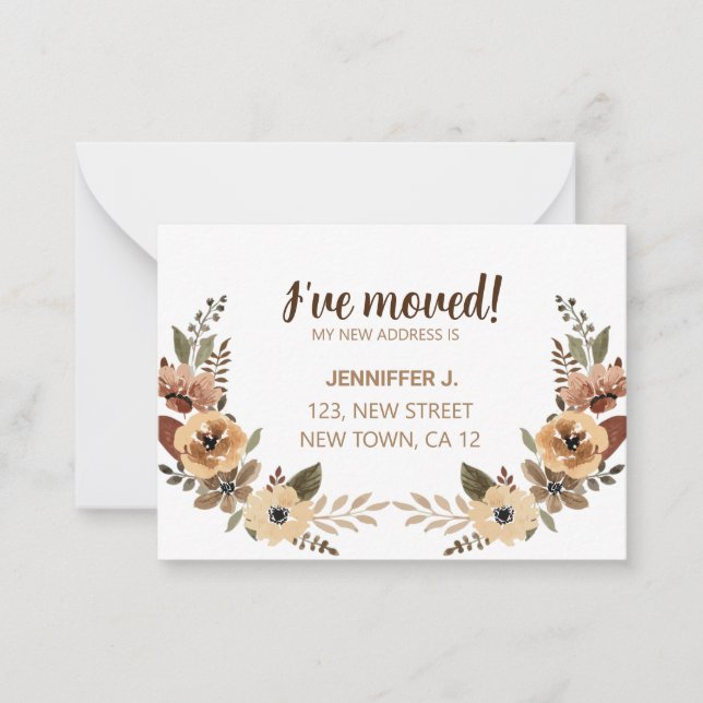 Chic Flora I've Moved New Home Announcement Card (Front)