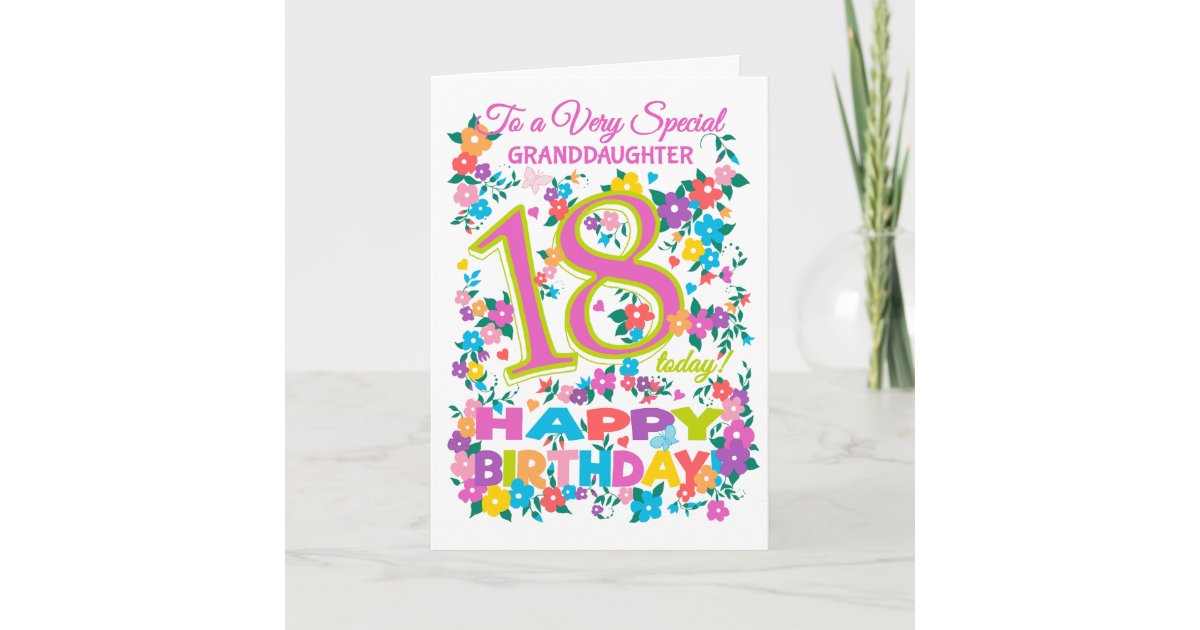 Chic Floral 18th Birthday for Granddaughter Card | Zazzle