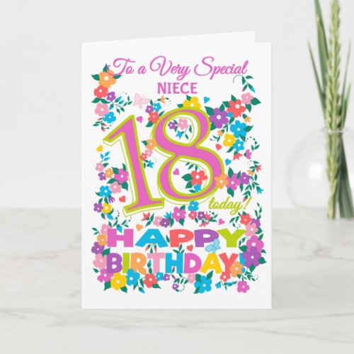 Chic Floral 18th Birthday for Niece Card