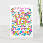 Chic Floral 18th Birthday for Sister Card<br><div class="desc">A very pretty,  floral 18th Birthday Card for a 'Very Special Sister',  with a Candy Pink and Green number 18 and the word 'Sister' in Candy Pink,  with clusters of bright flowers and butterflies and 'Happy Birthday' in all the colors of the rainbow.</div>