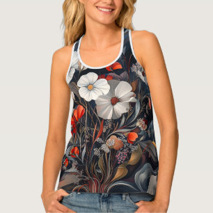 Chic Floral Abstract Graphic Print Women’s Tank Top