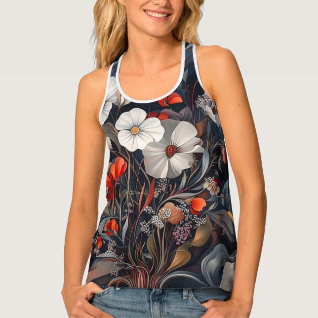 Chic Floral Abstract Graphic Print Women’s  Tank Top (Front)