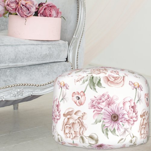 Chic Floral all_over pattern Round Pouf