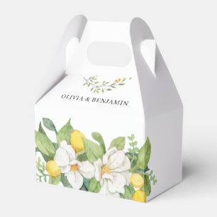 Chic Floral and Lemon Greenery Wedding Favor Box