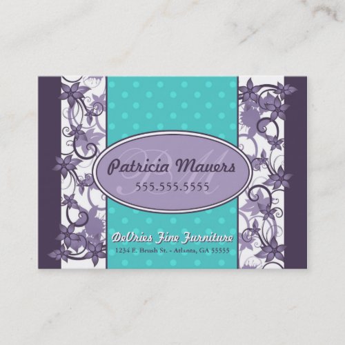 Chic Floral and Polka Dot Business Card