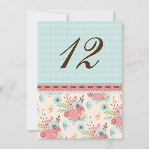 Chic Floral and Polka Dot Wedding Table Number