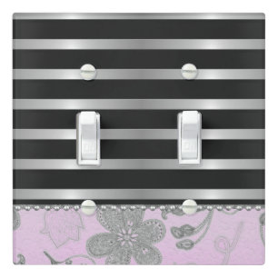 Chic Floral and Stripes Light Switch Cover