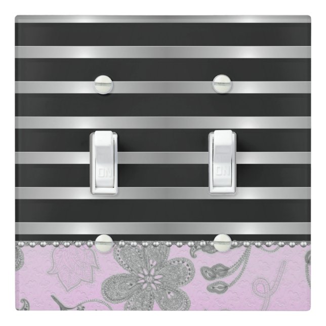 Chic Floral and Stripes  Light Switch Cover (In Situ)