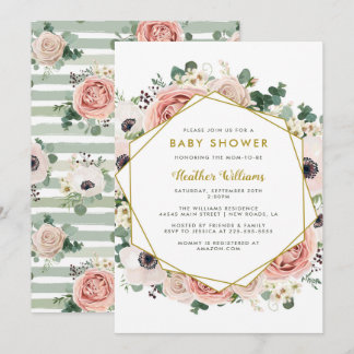 Chic Floral Baby Shower Invitations