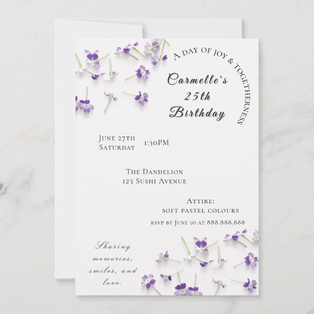 Chic Floral Birthday/Wedding Invitation  (Front)