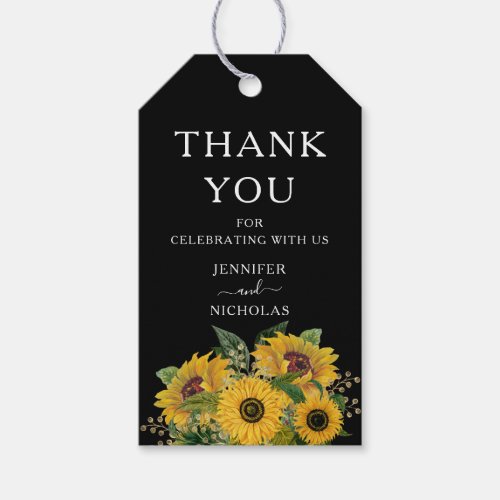 Chic Floral Black Wedding Gift Tags