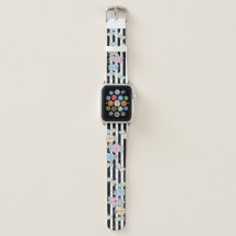 Chic Floral Black White Stripes Watercolor Pattern