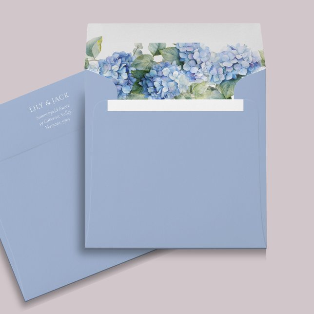Chic Floral Blue Hydrangea Event Wedding  Envelope (Creator Uploaded)