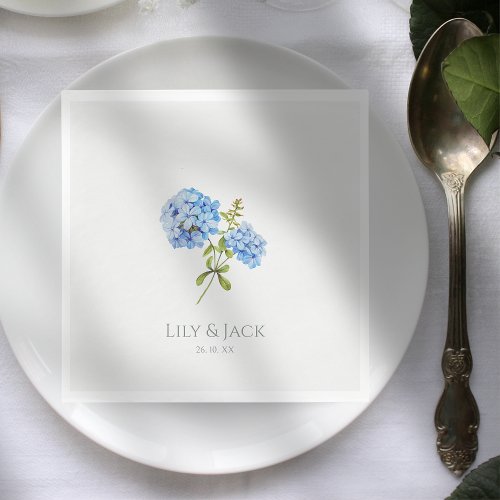 Chic Floral Blue Hydrangea Event Wedding  Napkins