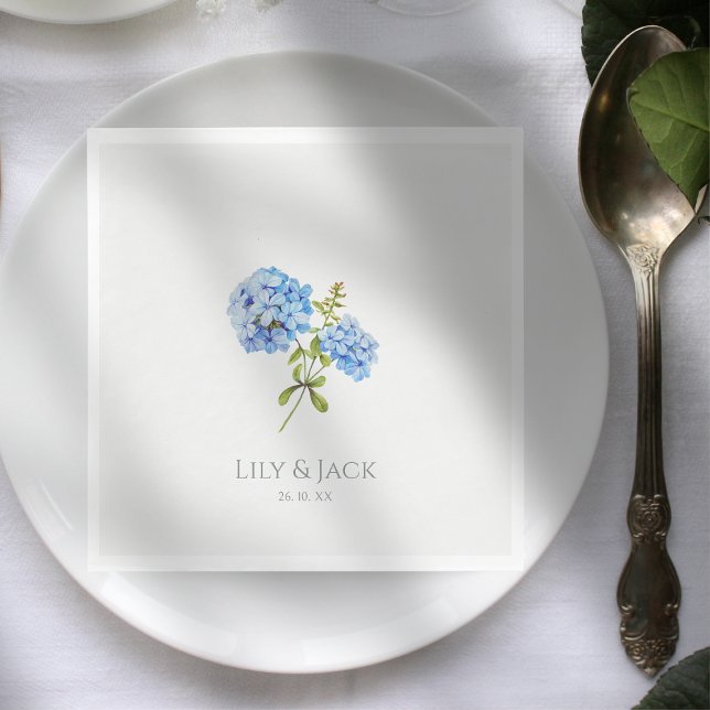 Chic Floral Blue Hydrangea Event Wedding  Napkins (Creator Uploaded)