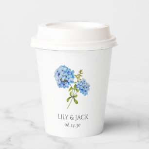 Chic Floral Blue Hydrangea Event Wedding Paper Cups