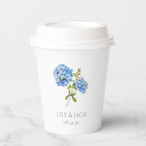 Chic Floral Blue Hydrangea Event Wedding  Paper Cups