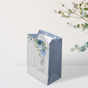 Chic Floral Blue Hydrangea Periwinkle Wedding Medium Gift Bag
