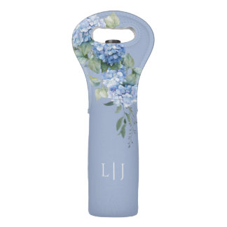 Chic Floral Blue Hydrangea Periwinkle Wedding  Wine Bag