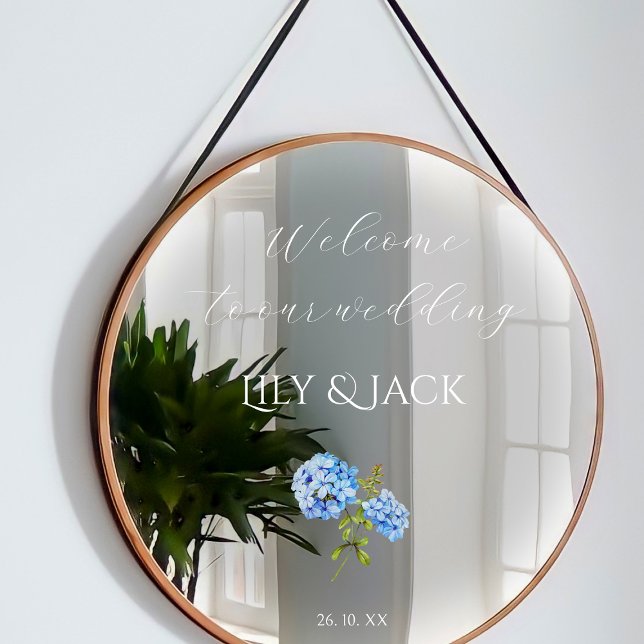 Chic Floral Blue Hydrangea Transparent Wedding  Window Cling (Creator Uploaded)