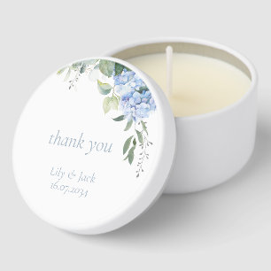 Chic Floral Blue Hydrangea Wedding Mini Candle Favors