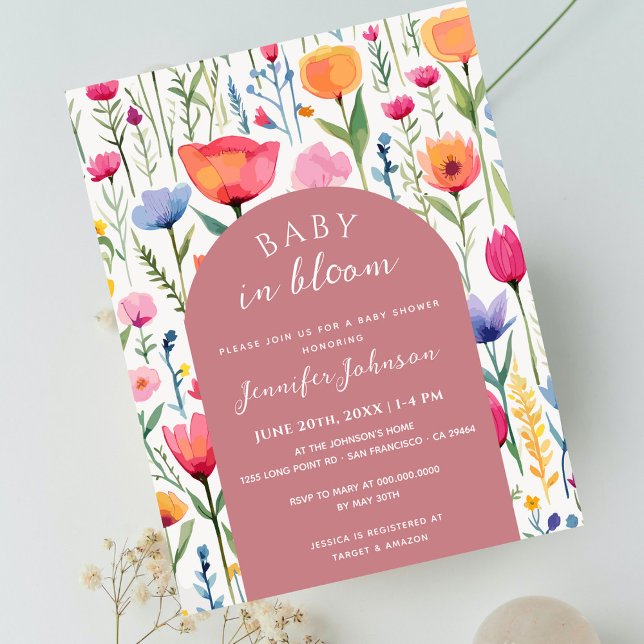 Chic Floral Blush Pink Baby Shower Girl Postcard (Creator Uploaded)