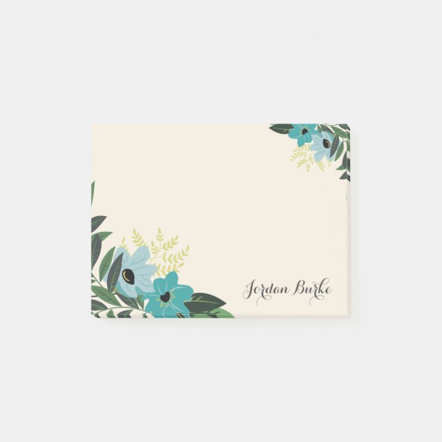 Chic Floral Border Monogram Post-it Notes (Front)