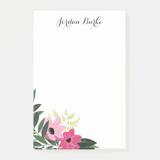 Chic Floral Border Monogram Post-it Notes (Front)