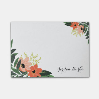Chic Floral Border Monogram Post-it Notes