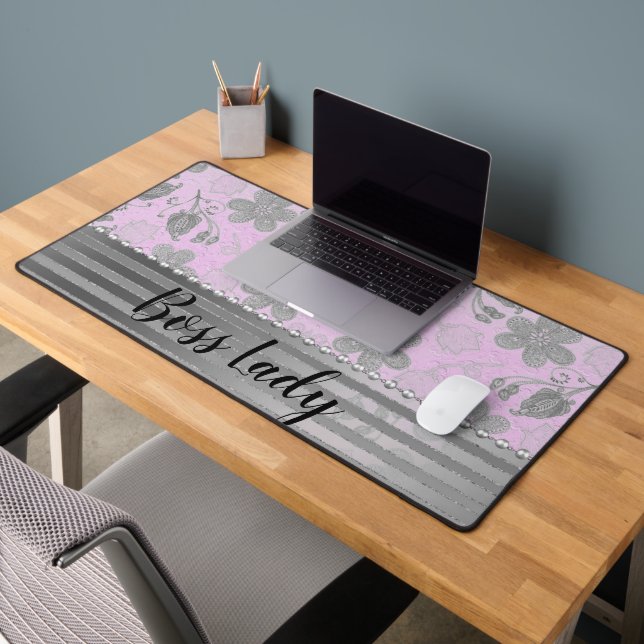 Chic Floral "Boss Lady"   Desk Mat (Office 2)
