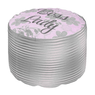 Chic Floral "Boss Lady"  Personalized Pouf