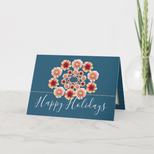 Chic Floral Bouquet Orange Dahlia Flowers Holiday Card