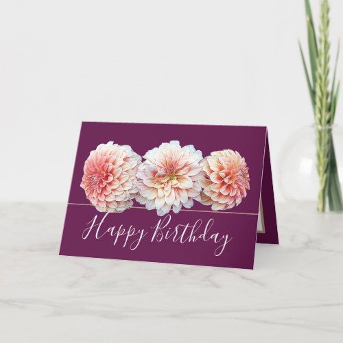 Chic Floral Bouquet Pink Dahlia Flowers Birthday Card