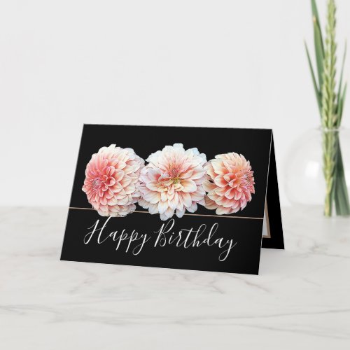 Chic Floral Bouquet Pink Dahlias Flowers Birthday Card