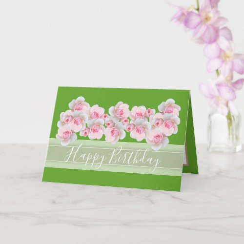 Chic Floral Bouquet Pink Rose Bud Flowers Birthday