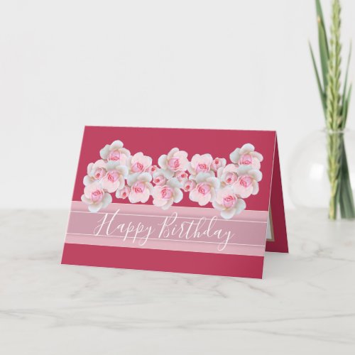 Chic Floral Bouquet Pink Rose Bud Flowers Birthday Card