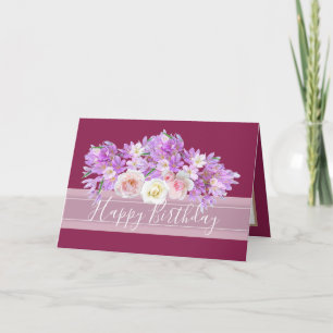 Chic Floral Bouquet Rose & Crocus Flowers Birthday Card