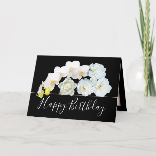 Chic Floral Bouquet Rose  Orchid Flowers Birthday Card