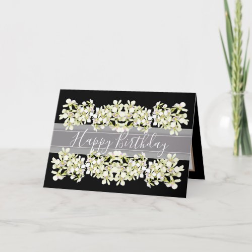 Chic Floral Bouquet White Orchid Flowers Birthday Card